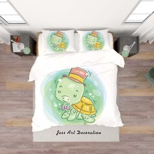 3D Turtle Cartoon Kids Quilt Cover Set Duvet Cover Bedding Pillowcases