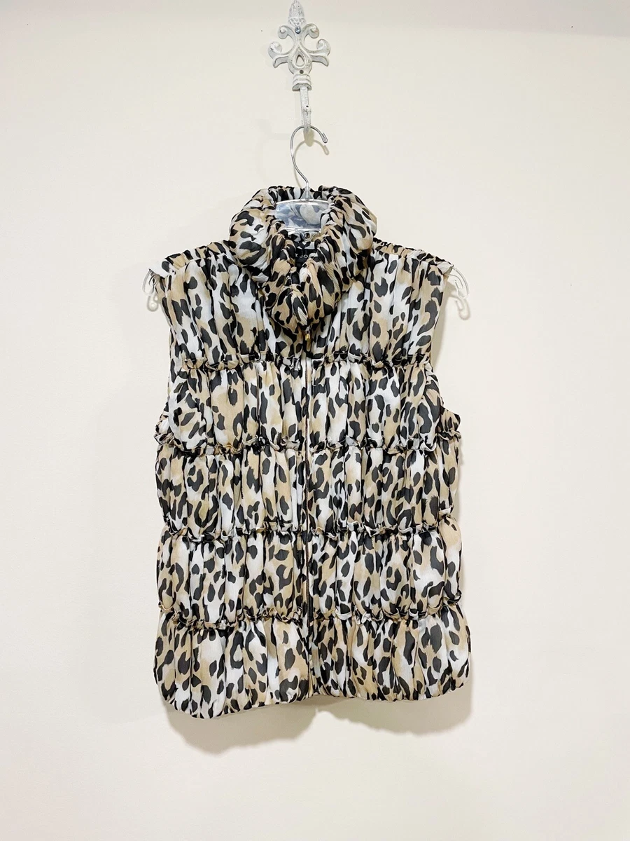 Leopard puffer vest cheap