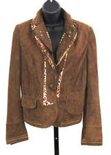 Sportalm Kitzbühel Goat Leather Brown Suede Jacket Blazer Sz 38