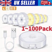 1-100X Motion Sensor Wireless Night Lights Cabinet Stair Lamp PIR Battery Light