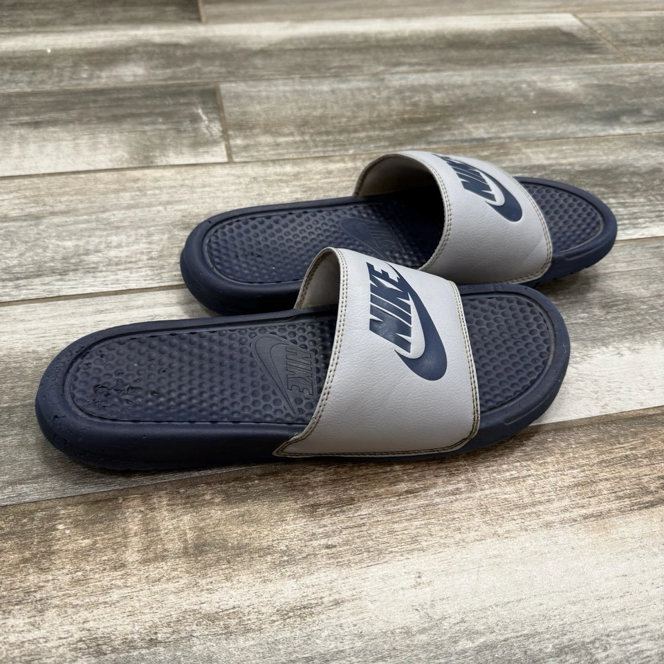 Nike Benassi Midnight Azul Marino y Gris Slides Nike Azul Marino Sin Cordones Zapatos para Hombre Talla 10” Foto 3 de 4