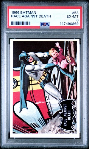 1966 Topps Batman Black Bat #53 Race Against Death — PSA 6