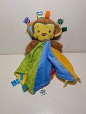 Taggies Patchkin Pals Monkey Baby Security Blanket Yellow Blue Green Lovey Plush