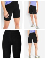 Ladies Jersey Cotton Black Legging Shorts Gym Cycling Dancing UK Size 8-26
