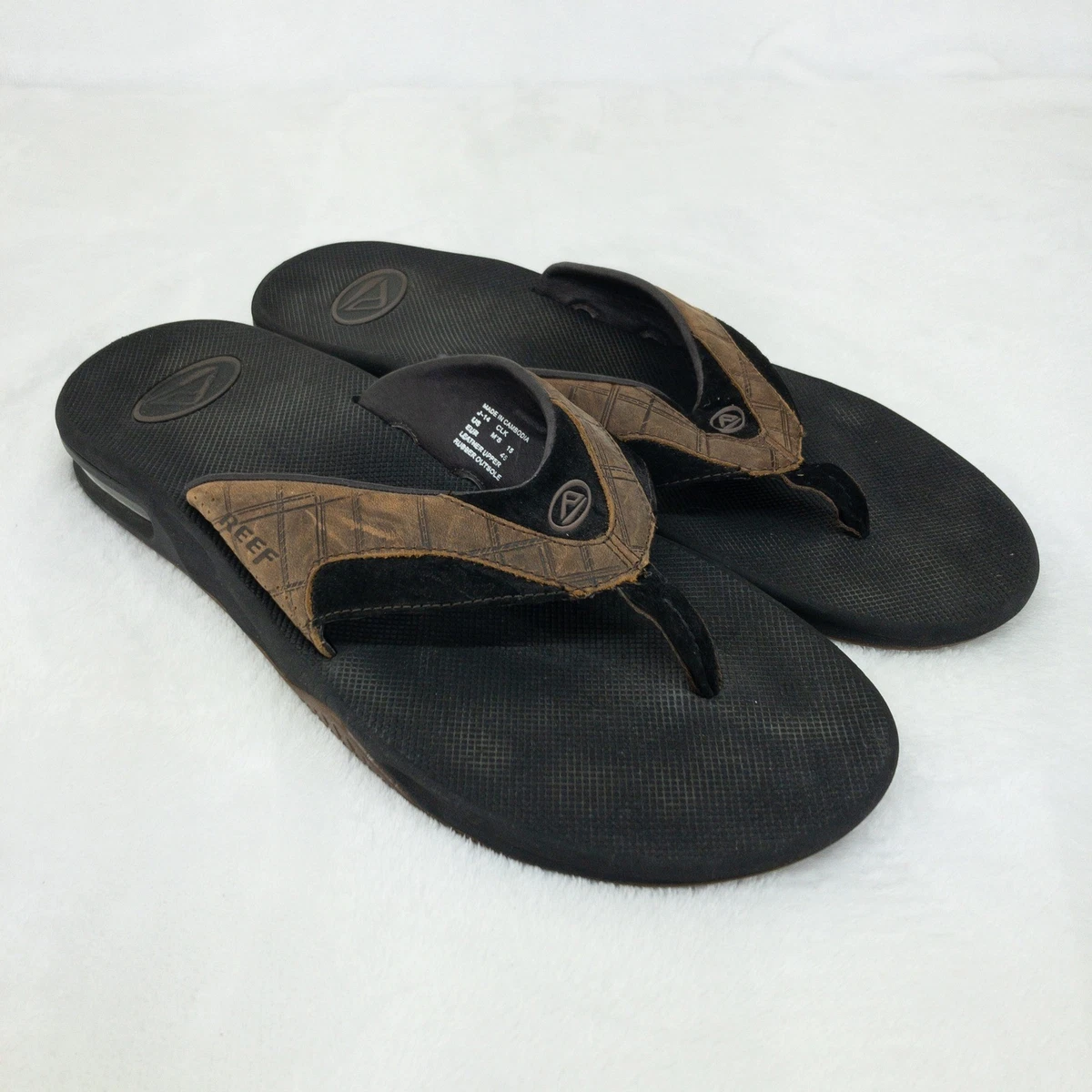 Men\'s Size 8 Reef 2415 Fanning Brown Plaid Flip Flops Bottle Opener New NWT Reef Mens Sandals 2026 Fanning Mens size 8 Brown Black Flip  main image 2