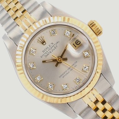 Rolex Datejust 69173 26mm Silver Diamond Two-Tone 18K Yellow Gold Steel Watch
