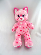 Build a Bear Huggable Hearts Kitty Cat 17in Stuffed Plush Toy Animal Pink 2014