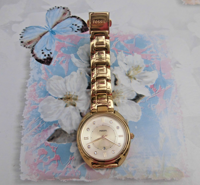 Damen Armbanduhr Fossil goldfarbig gebraucht sehr gut