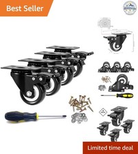 Swivel Casters Set of 4, 2 Inch Heavy Duty Locking PU Wheels Black