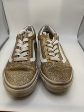 Vans Girls Old Skool Gold Glitter Low Top Lace Up Sneaker Shoes Size US K1
