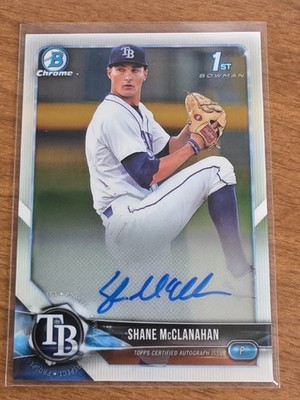 SHANE MCCLANAHAN - RAYS - 2018 1ST BOWMAN CHROME - ROOKIE ON CARD AUTO CDA-SM