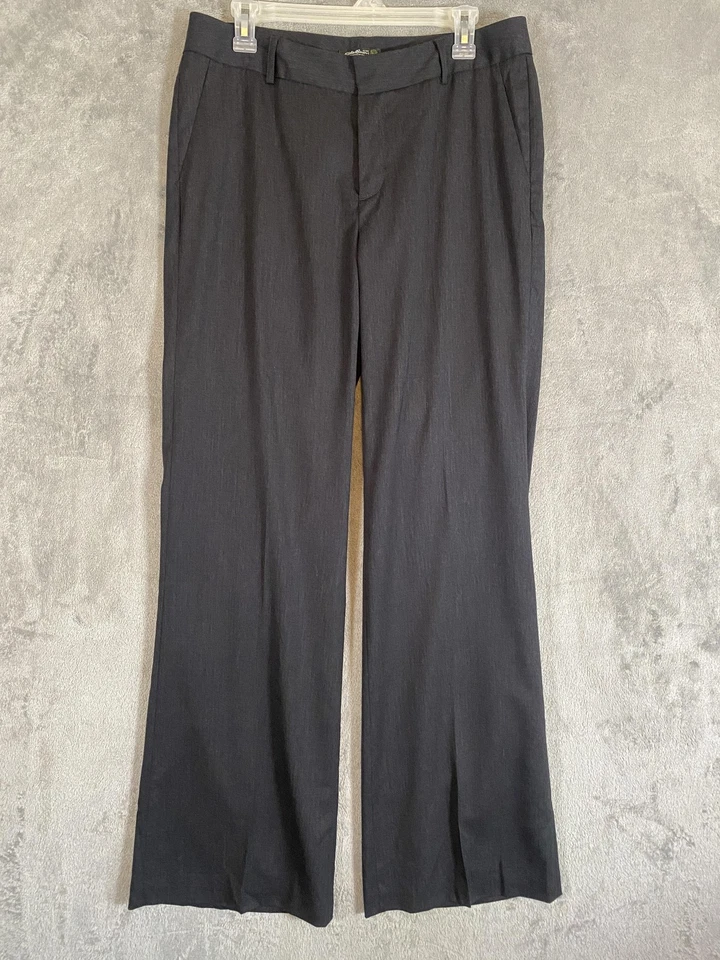 Pantalones Eddie Bauer para mujer 10 altos gris mezcla de lana elásticos pierna ancha Y2K trabajo profesional Foto 2 de 4