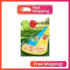 Sloosh Water Slides with 2 Inflatable Boards,22.5ft Double Lane Splash Slip Lawn