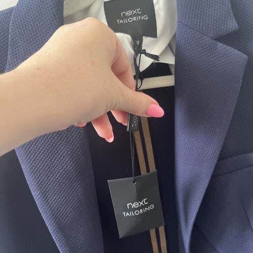 NEXT Tailoring Blue Textured Suit Size 10 Jacket Size 8 Trousers BNWT - Picture 4 of 5