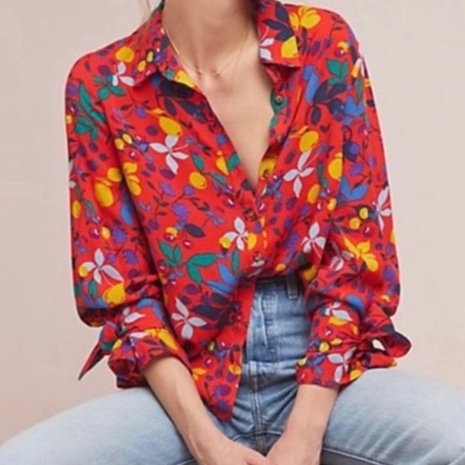 Maeve Anthropologie Blithe Button Front Blouse To… - image 1