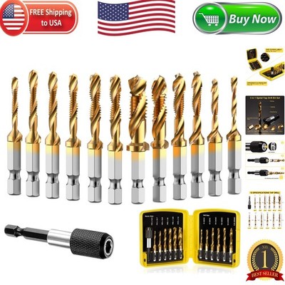 Versatile 13 PCS Drill Tap Bit Set with Quick-Change Adapter for All Materials