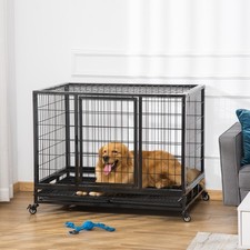 43" Heavy Duty Dog Crate, Dog Cage Kennel, Black