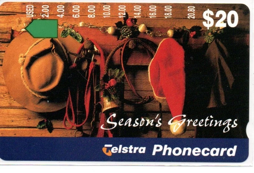 Telstra $20 Mint Phonecard-Hat Rack-Seasons Greetings
