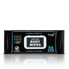 Yugi Green Adult Body Wipes – XL No-Rinse shower, Washcloths, Unscented Bathi...