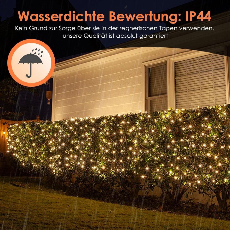 LED Lichternetz Lichtervorhang Außen Wasserdicht Party Weihnachtsdeko 8 Modi NEW - Bild 4 von 4