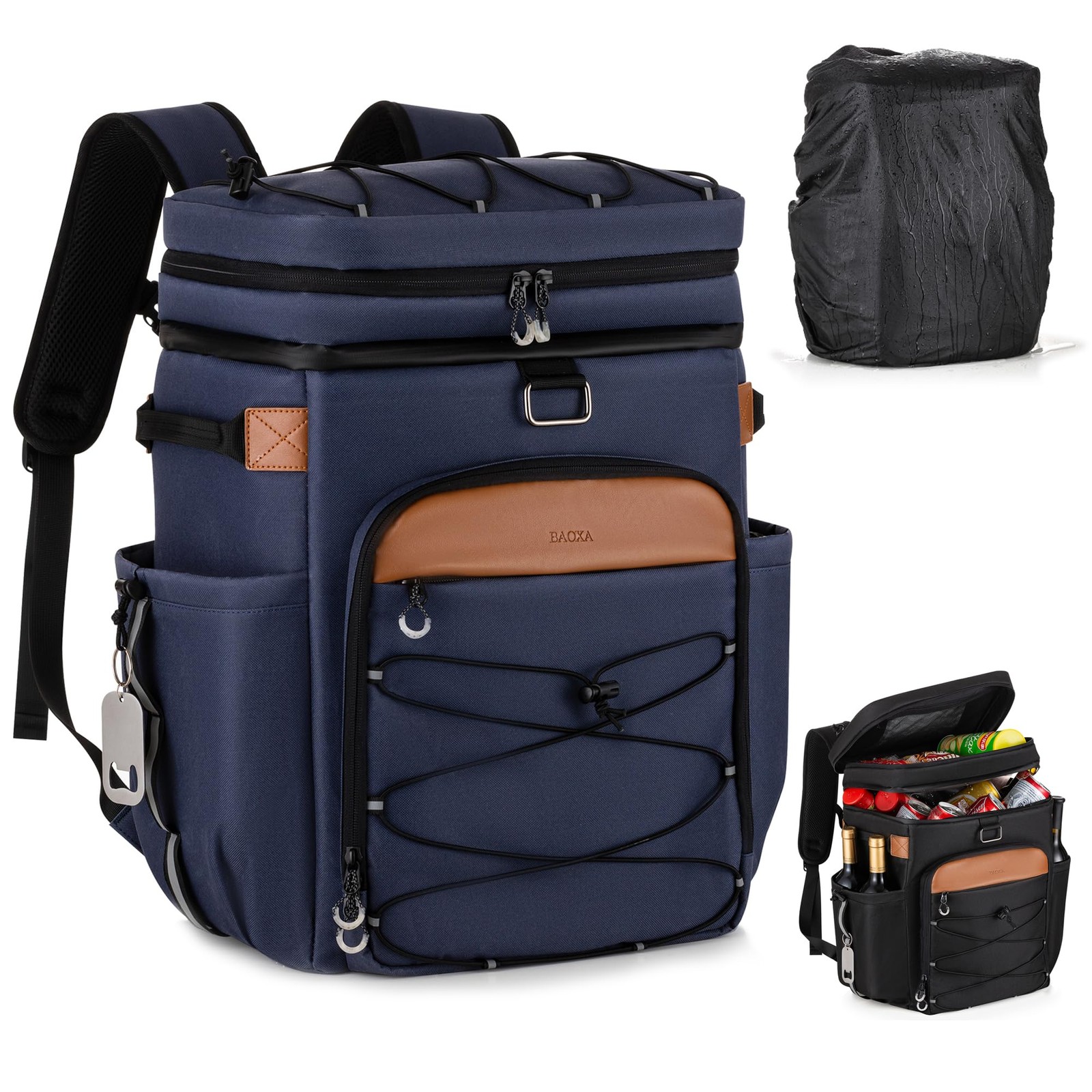 Insulated Cooler Backpack Holds 42 Cans with Waterproof Cover