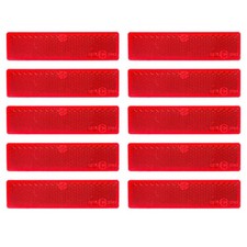 10 Pack Red Self Adhesive Rectangle Reflectors, E24 Approval Road Safety Stic...