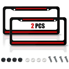 2x Metal Line Car License Plate Frame Cover Black For Honda Accord Accessories