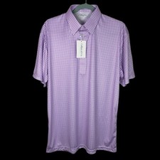 Collars  Co Polo Shirt Mens Small Lavender Gingham Dress Collar Preppy Golf NWT