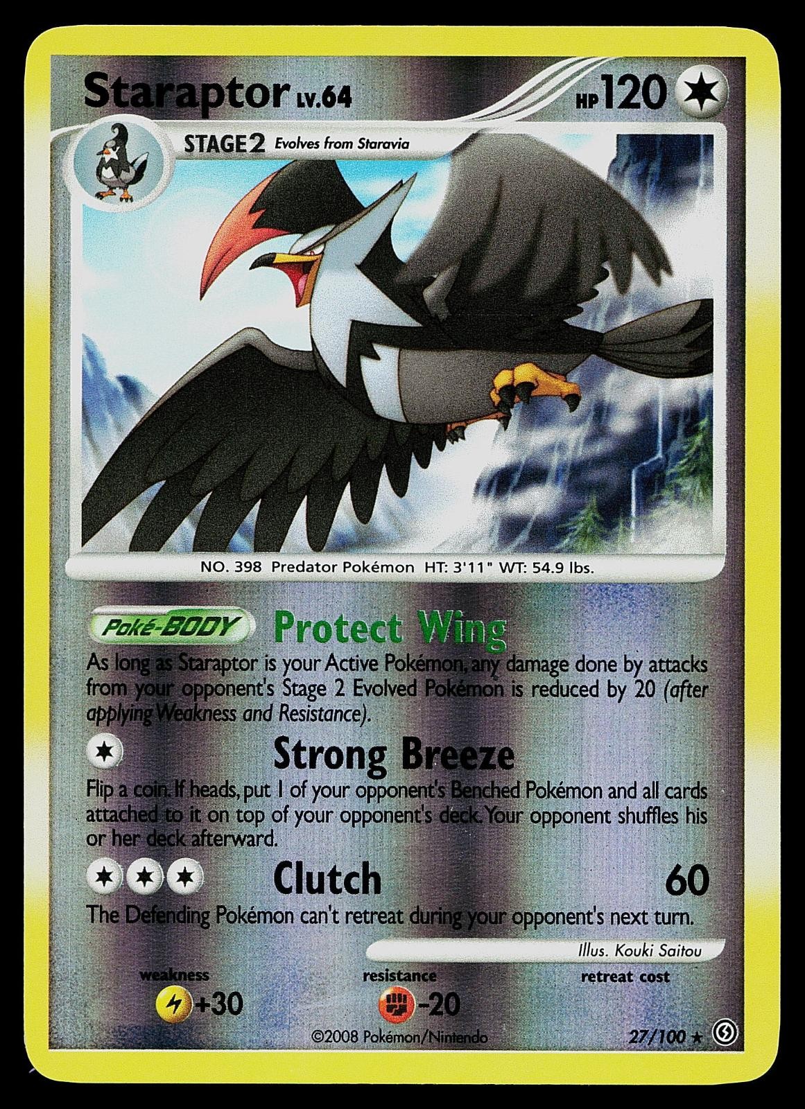 Pokemon Card - Staraptor Stormfront 27/100 Reverse Holo Rare