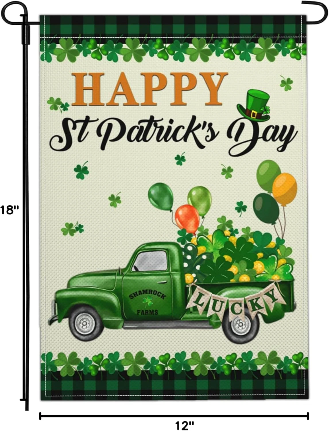 St Patricks Day Truck Garden Flag, Happy St Patrick'S Day