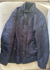 Barbour Jacket Powell Mens Dark Navy Quilted Size L - Okay Condition