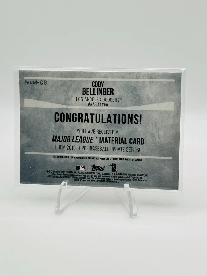 2019 Topps Update Cody Bellinger Major League Material MLM-CB Jersey LA Dodgers - Image 2 of 2