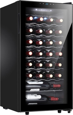 28 Bottle Compressor Wine Cooler Refrigerator, Small Freestanding Wine Fridge fo