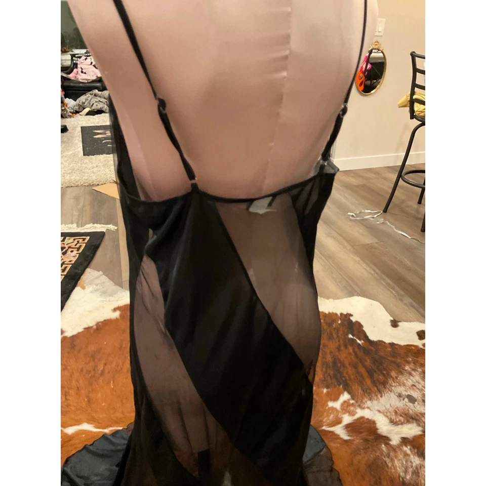 vintage Frederick's of Hollywood Sheer Slip Dress lingerie nightgown 1X Black - Image 3 of 4