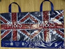 2 x M&S Marks and Spencer Reusable Shopping Bag Large Tote Bags Eco Duel Handles