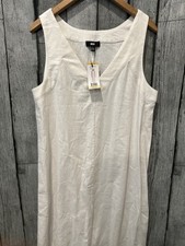 DKNY Women's Breathable Pullover Soft Linen A Line Summer Dress White Size Med