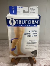 Truform Stockings THIGH HIGH  OPEN TOE  Dot Top: 20-30 mmHg M BLACK 0868BL-M 