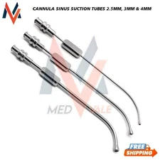 Dental Cannula Sinus Suction Tubes 2.5mm, 3mm & 4mm Surgical Instruments 3 pcs