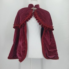 Vintage Women's size small velour cape with embellishments and pom poms gothic