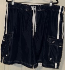 Ocean Pacific OP Swim Trunks Mens XL 40-42 Dark Navy Cargo Mesh Lined OPMISJOY