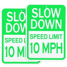 2 Pack Slow Down Sign 17 x12 Inch Speed Limit 10 MPH Traffic Sign Reflective ...