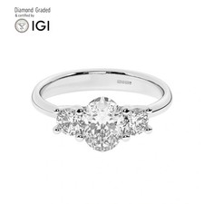 Oval Diamond Trilogy Ring Platinum Labgrown 1.50 Ct Solitaire