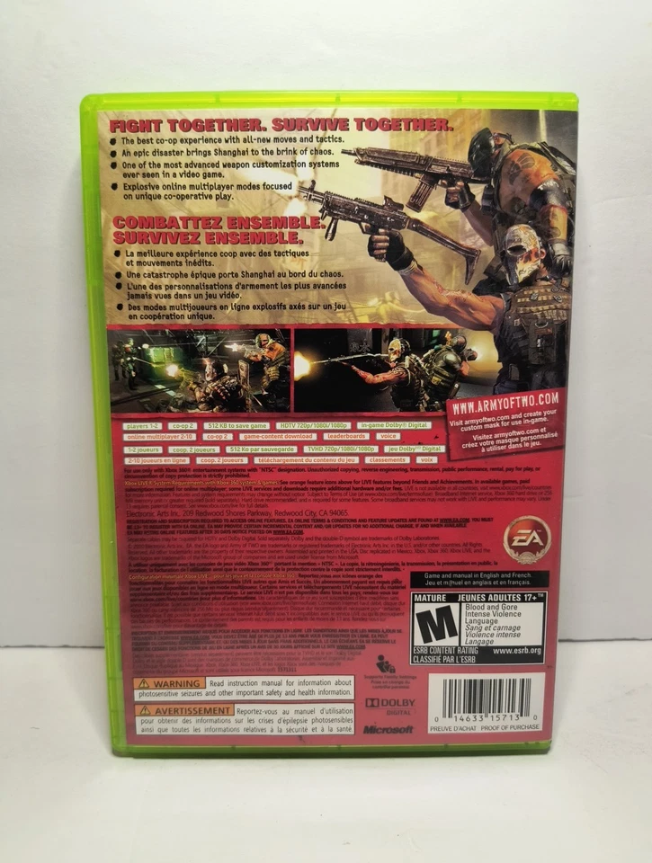 Army of Two: The 40th Day (Xbox 360) – Complete in Box Tested And Working - Image 2 of 4