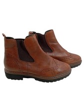 Tamaris Chelsea Boots Damen Gr. 39 Braun Leder Stiefelette Budapester