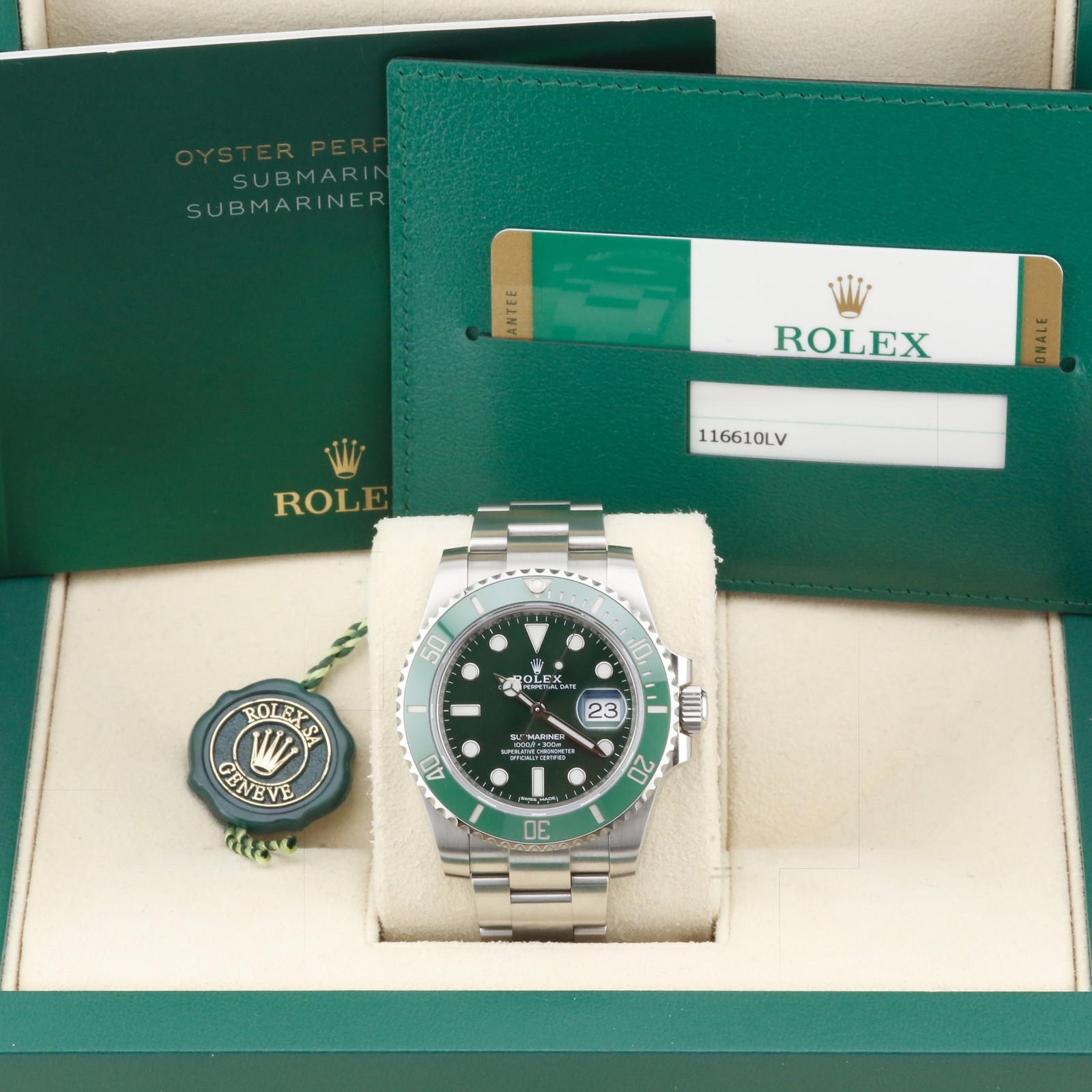 Rolex Submariner  116610LV Hulk 40mm Unworn 2018 Box and Papers image 2