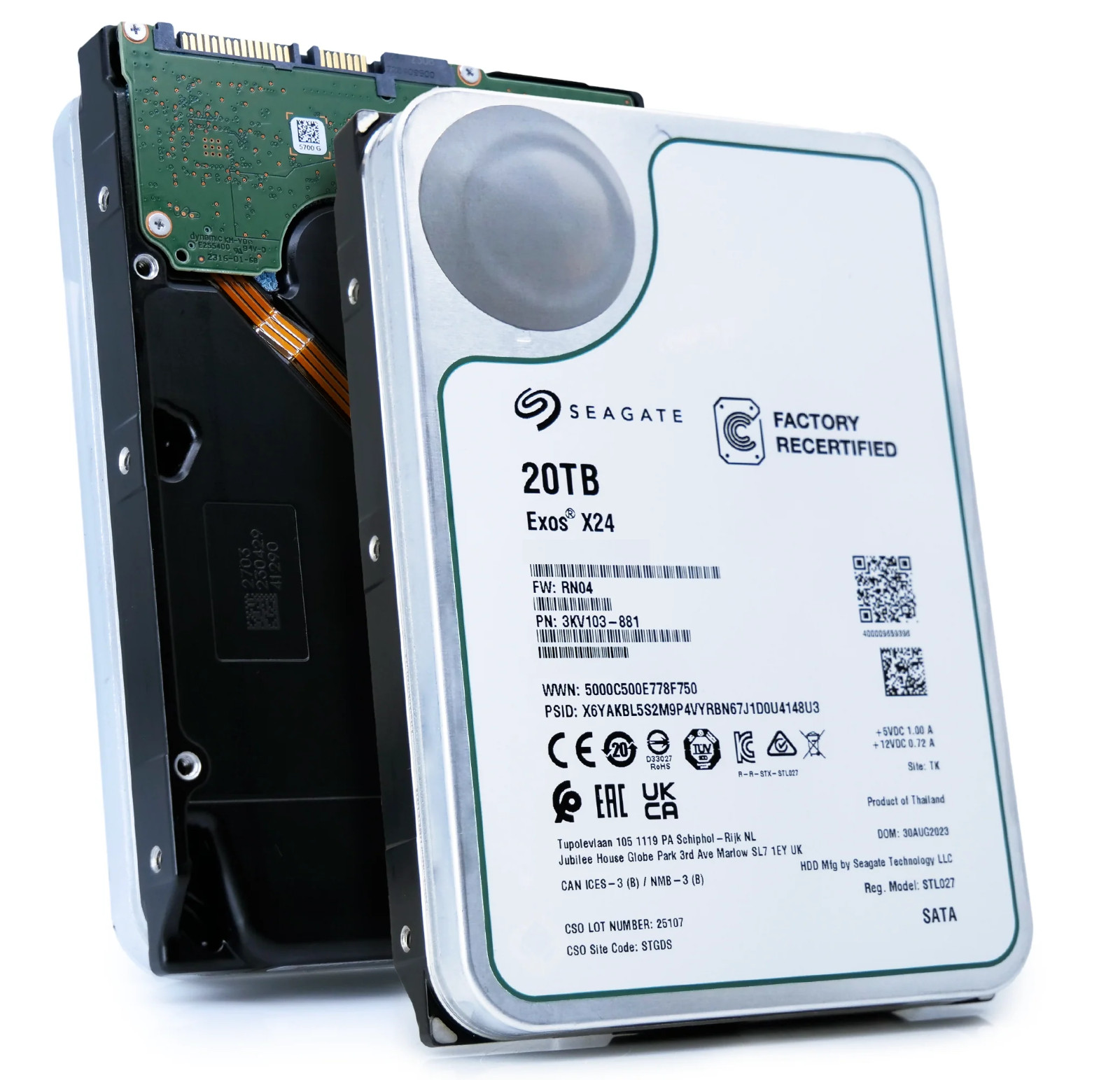 Seagate Exos X24 ST20000NM002H 20TB 3.5 6Gb 7.2K Enterprise SATA Hard Disk Drive