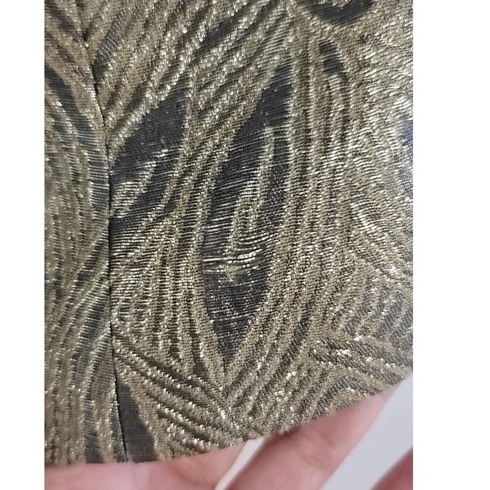 Carmen Marc Valvo Collection Jacquard Cropped Evening Jacket Gold Size