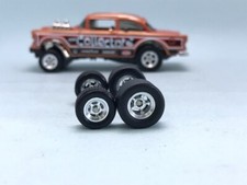 R437 Hot Wheels 164 Real Riders Drag 5 Spoke Chrome 55 Gasser Rubber Wheels