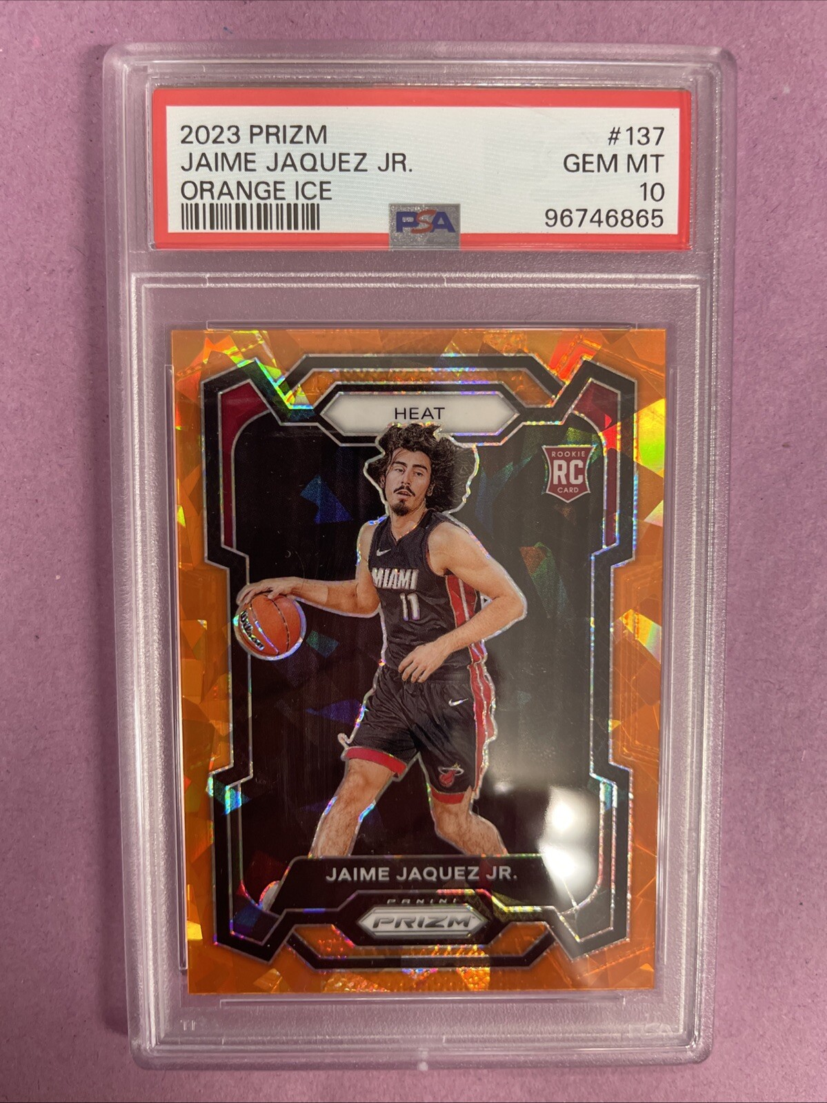 2023-24 Panini Prizm Jaime Jaquez Jr #137 RC Rookie-ORANGE ICE PSA 10 #6865 ZZ7