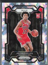 2023-24 Panini Prizm #125 Julian Phillips Prizms Ice Rookie Chicago Bulls RC